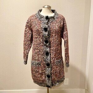 Rare Sonia Rykiel Paris Chunky Knit Button-Up Cardigan Sweater, Size Medium
